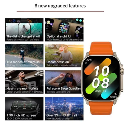 Bluetooth Smart Watch with Message Alerts, Heart Rate Monitoring, and Sports Features for Android and iOS - Unisex Design